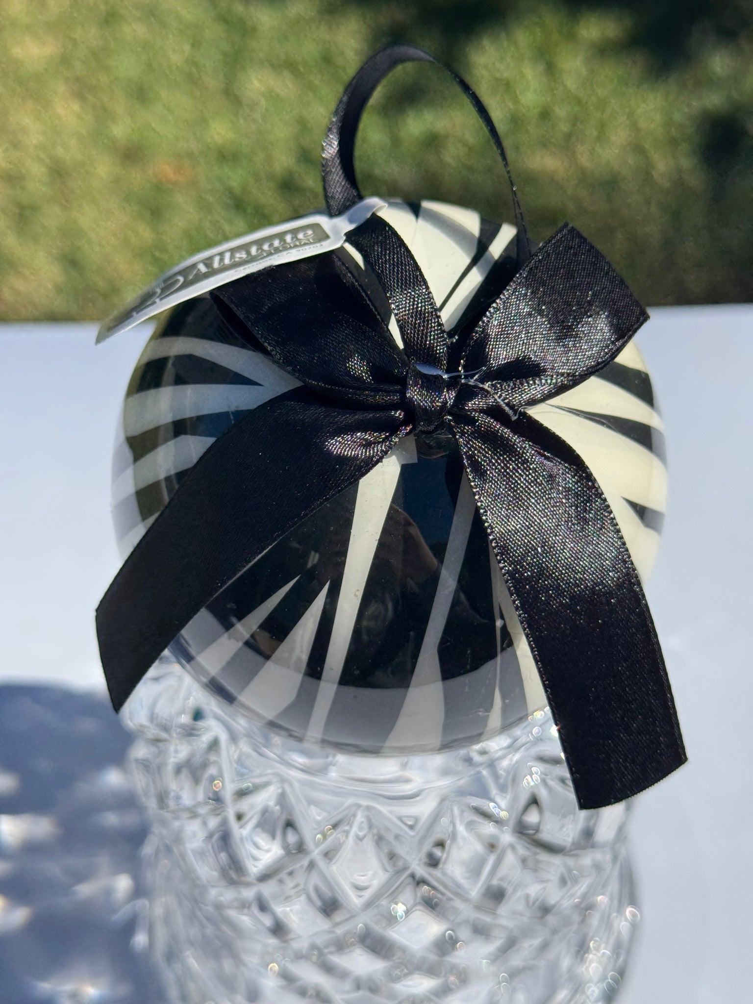 Allstate Black and White Bow Ornament