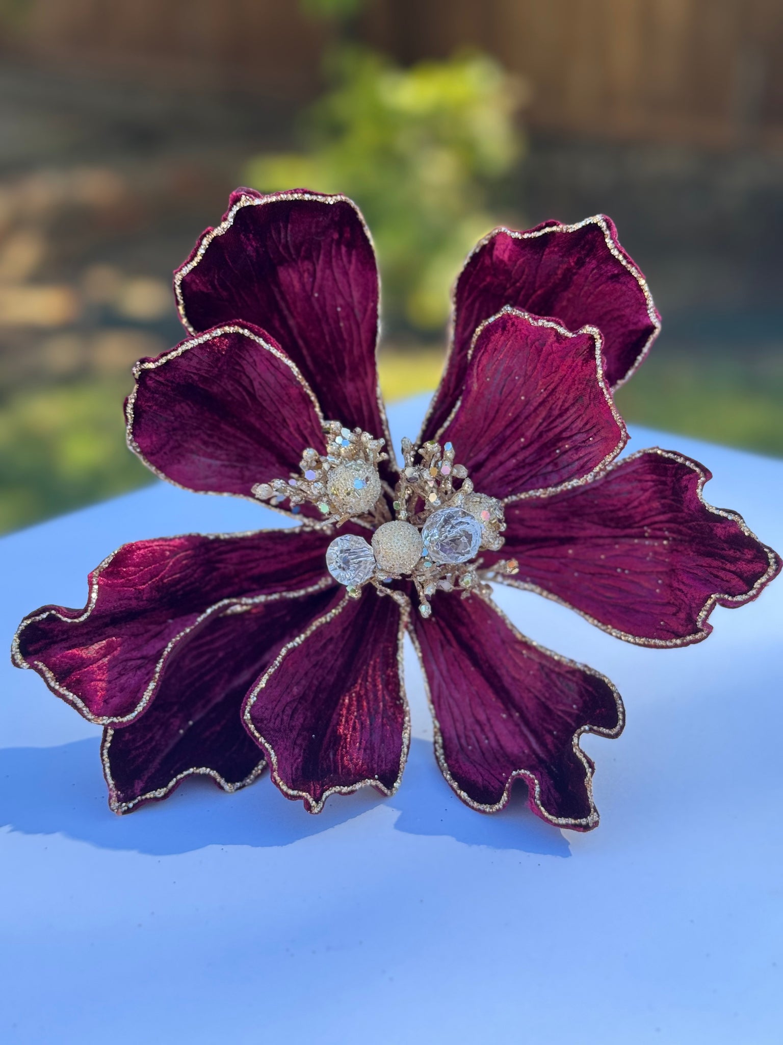 Farrisilk Burgundy Plush Magnolia Clip