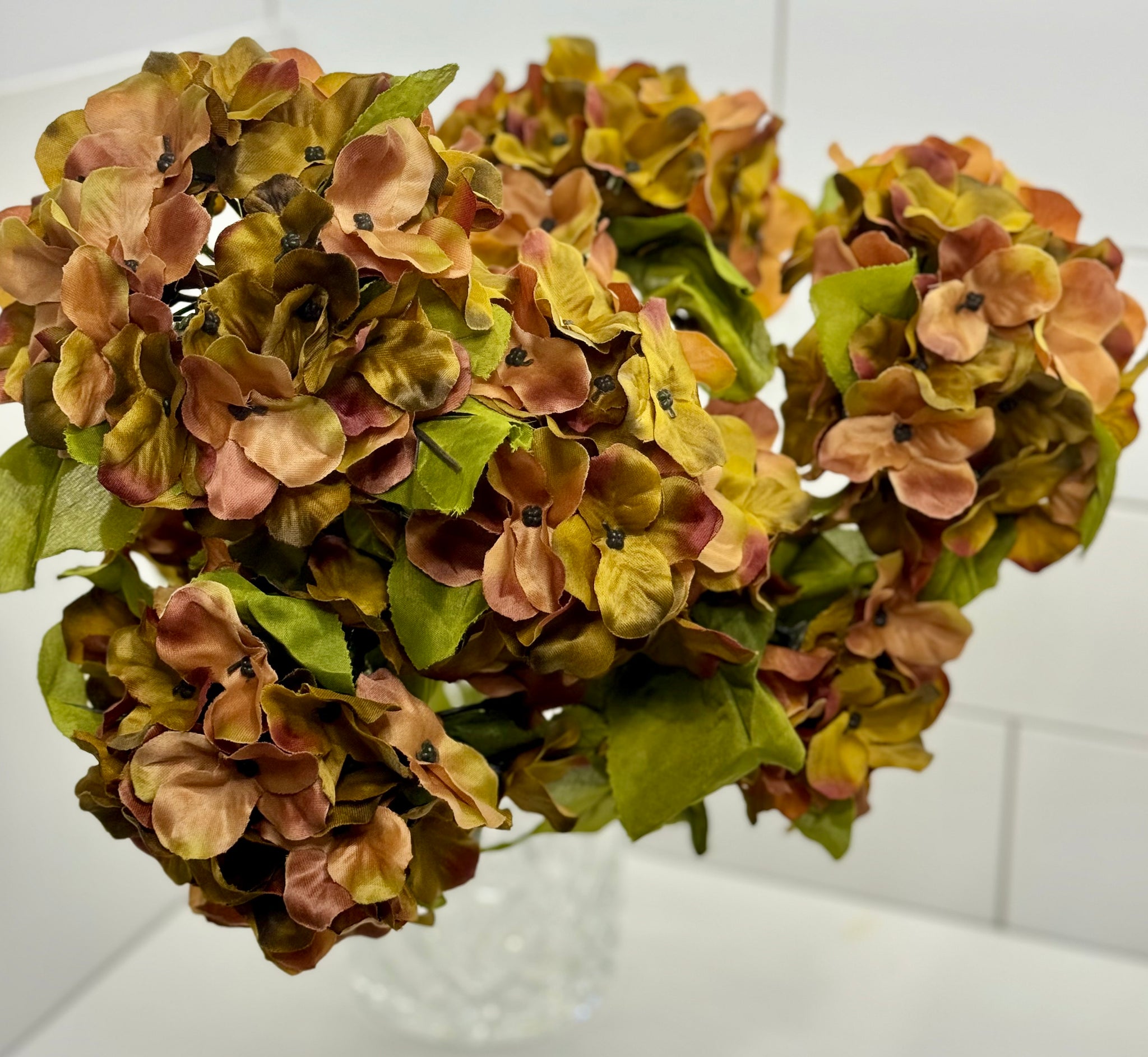 Hydrangea Floral Bush in Variegated Mauve/Amber - Surrey Circle Home