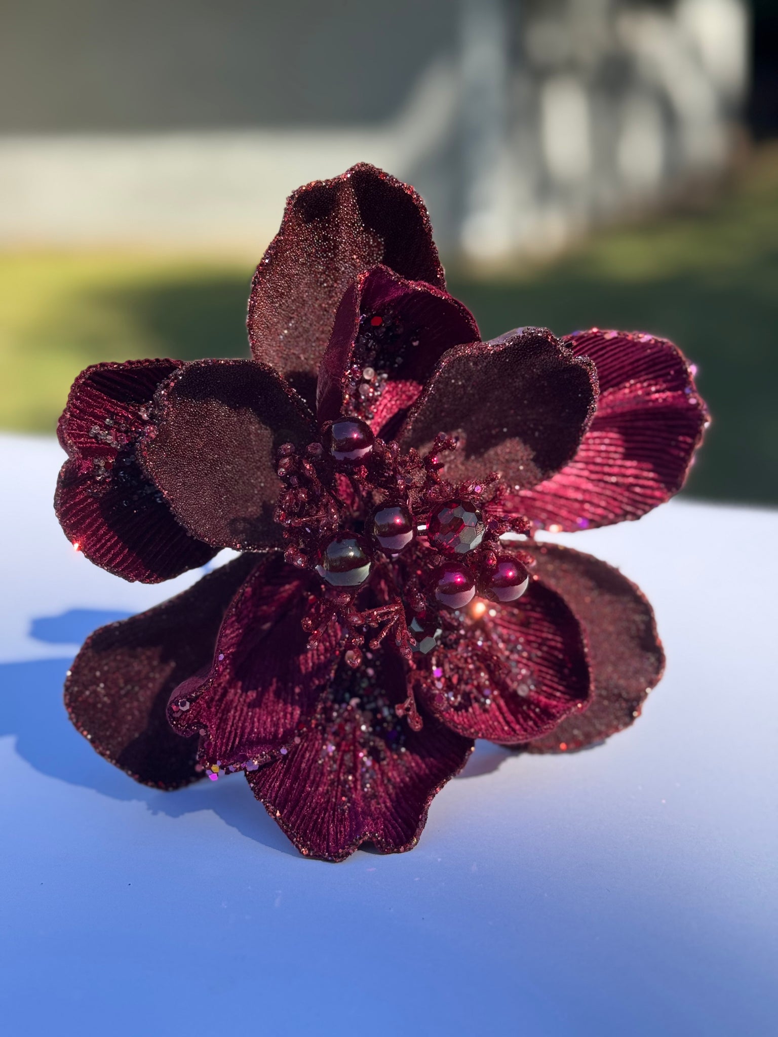 Farrisilk Burgundy Grand Magnolia Clip