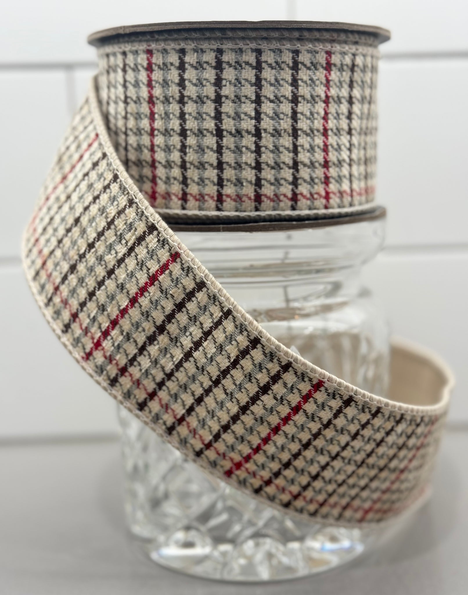 d. stevens Chenille Ivory Houndstooth Ribbon - Surrey Circle Home