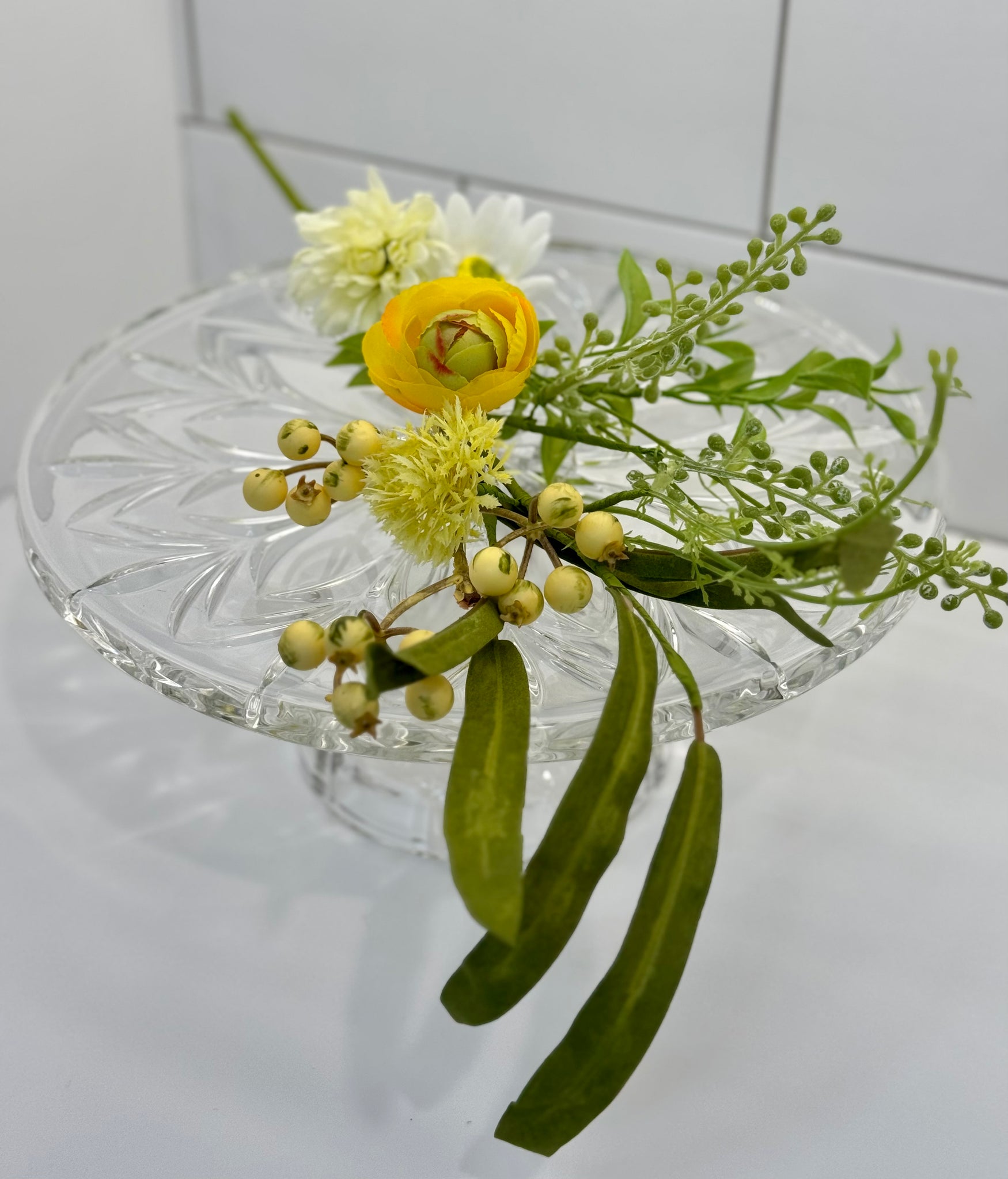 Regency Yellow and White Ranunculus & Daisy Floral pick - Surrey Circle Home