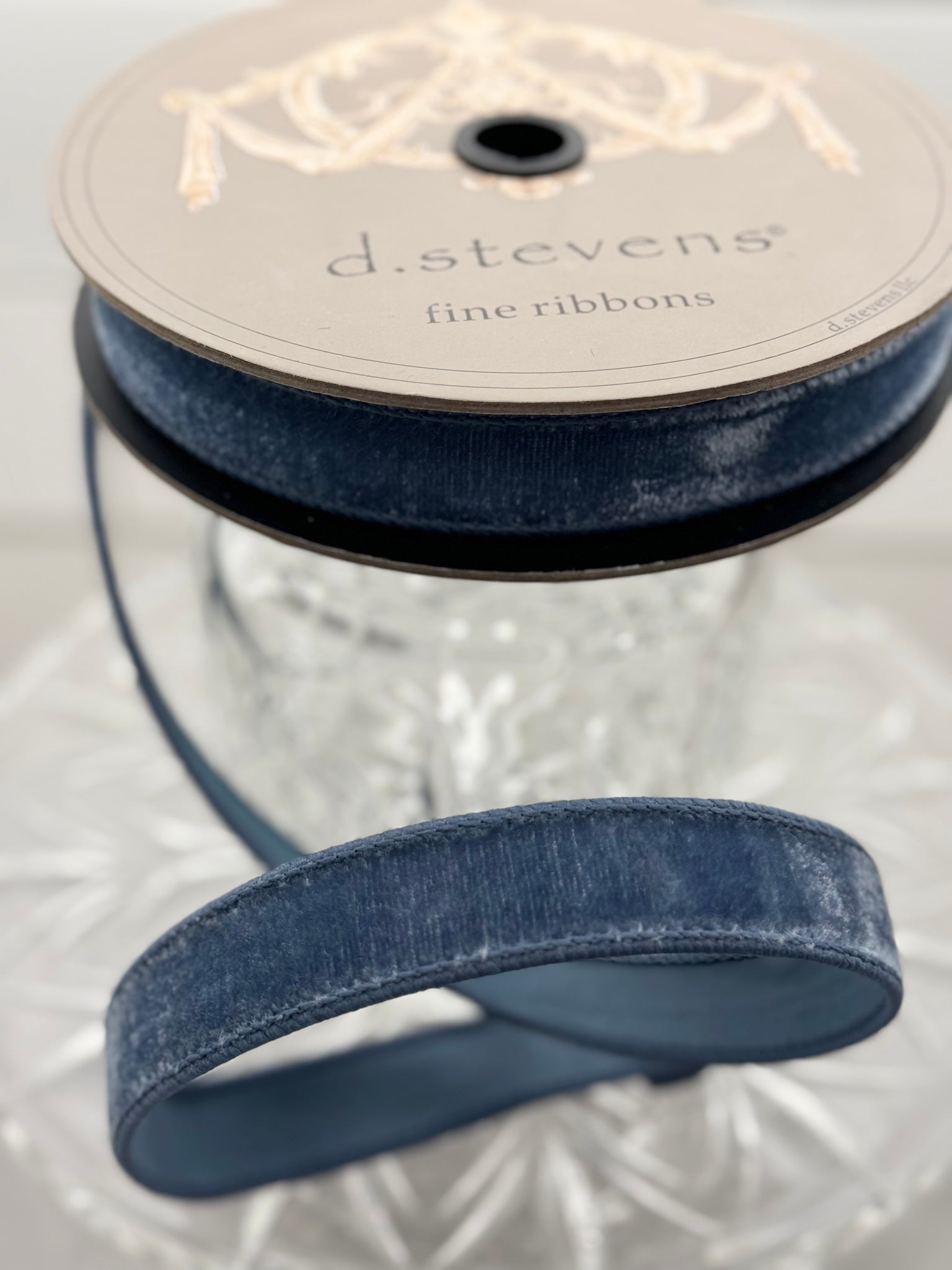 d. stevens Dusty Blue Lush Velvet Ribbon - Surrey Circle Home