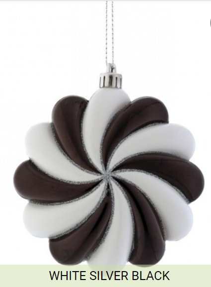 Regency Black and White VP Swirl Disk Ornaments - Box/3