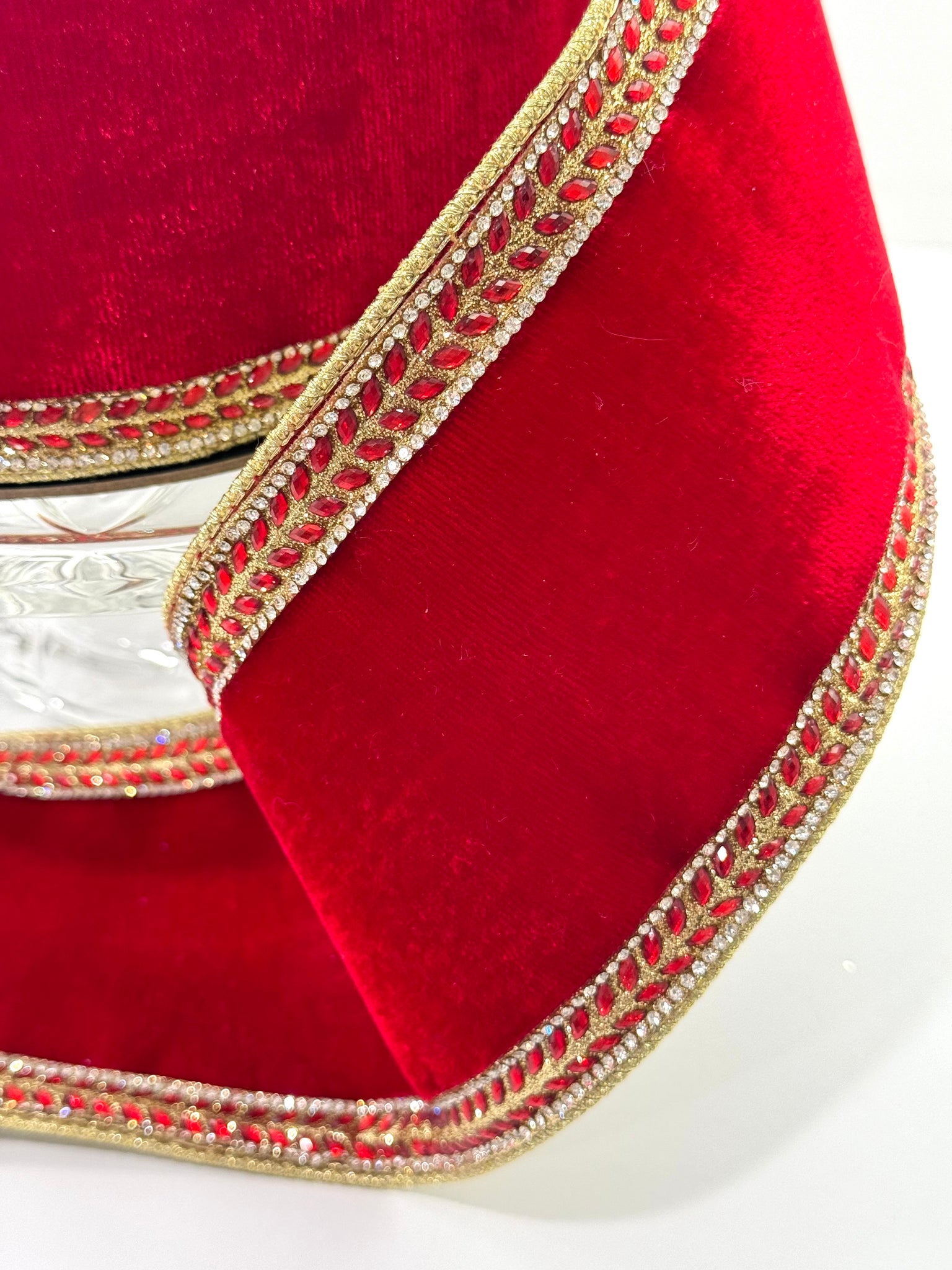 d. stevens Red Velvet Crystal Trim Ribbon