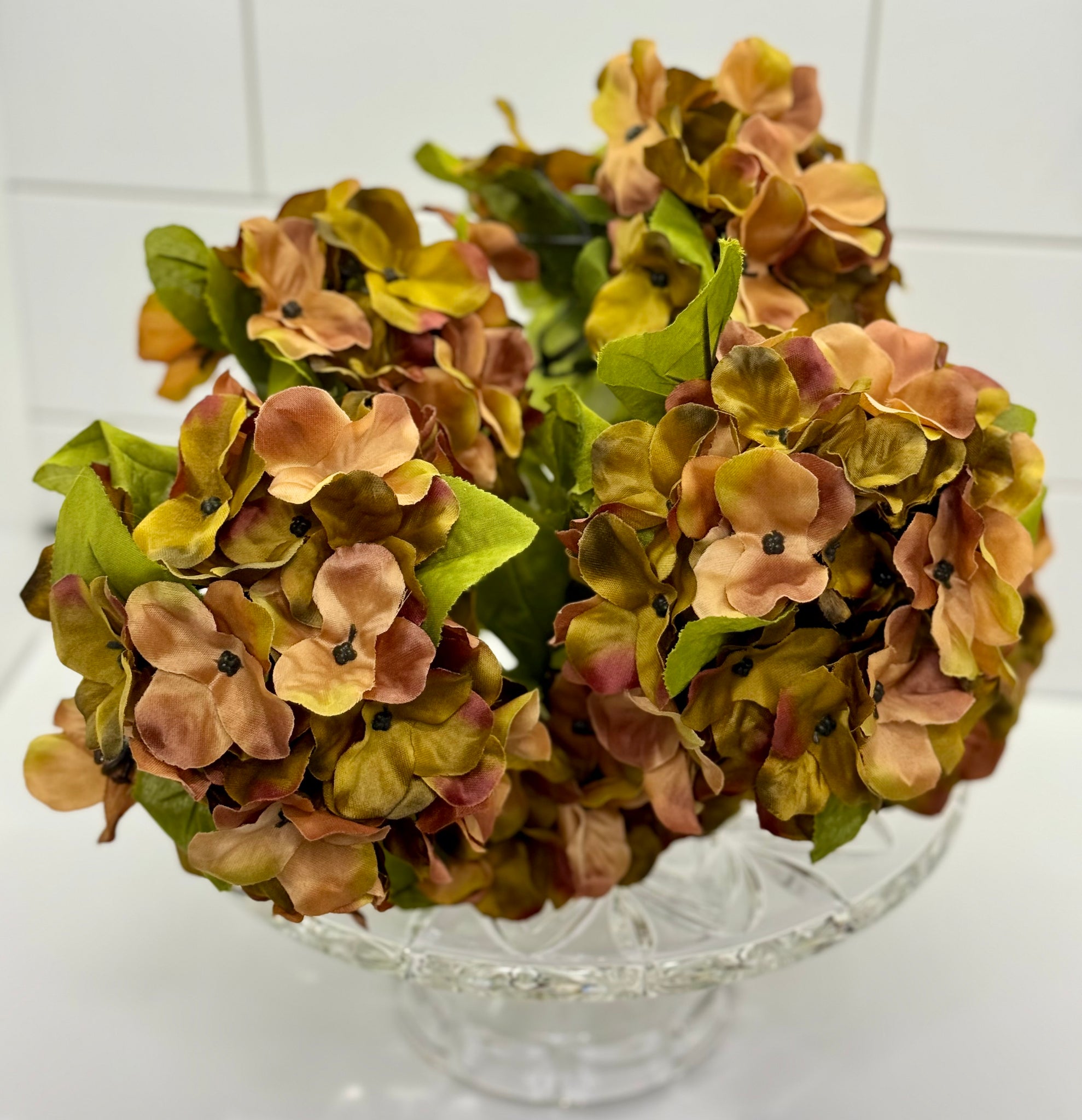 Hydrangea Floral Bush in Variegated Mauve/Amber - Surrey Circle Home