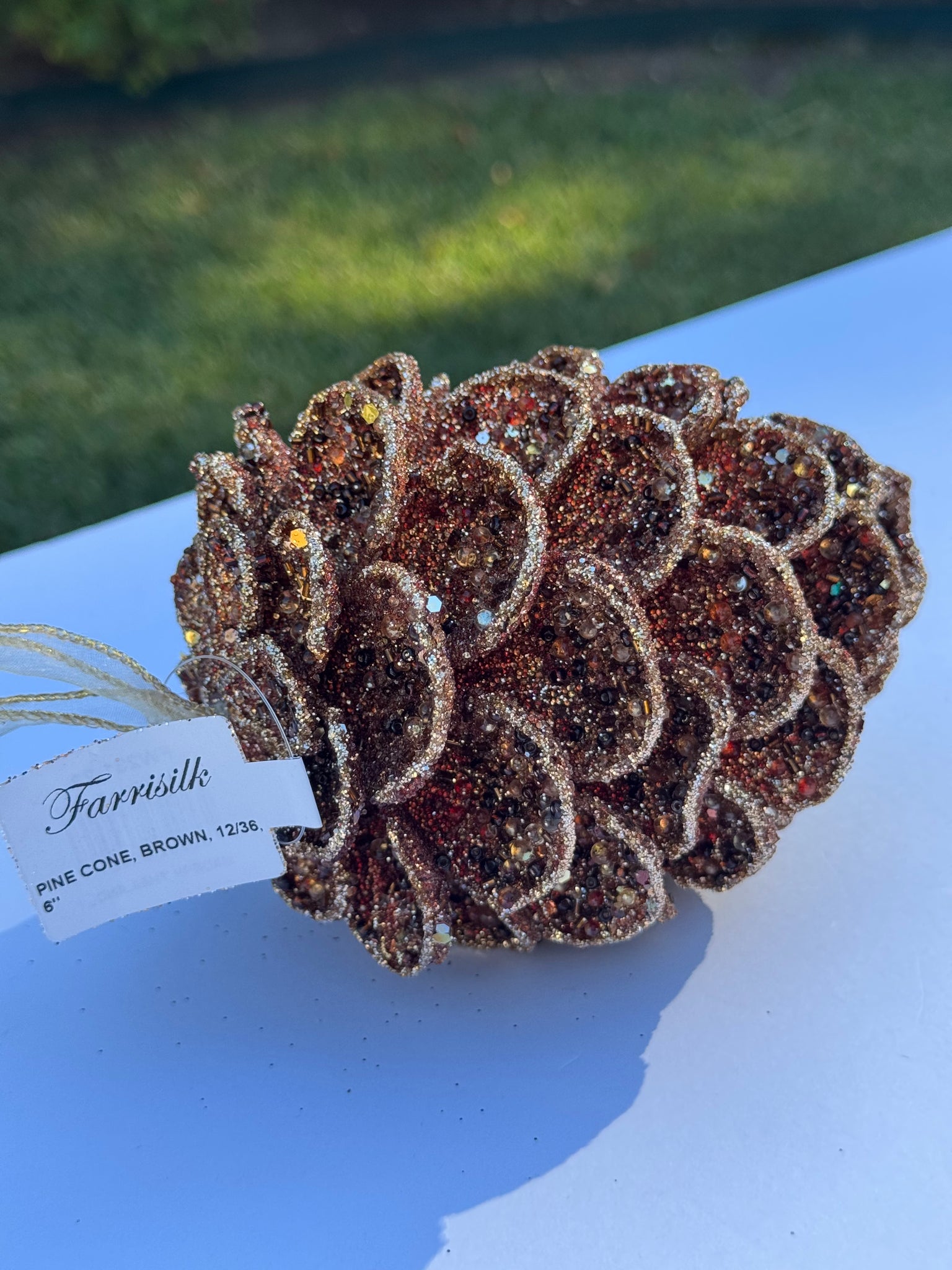 Farrisilk Brown Pine Cone Ornament