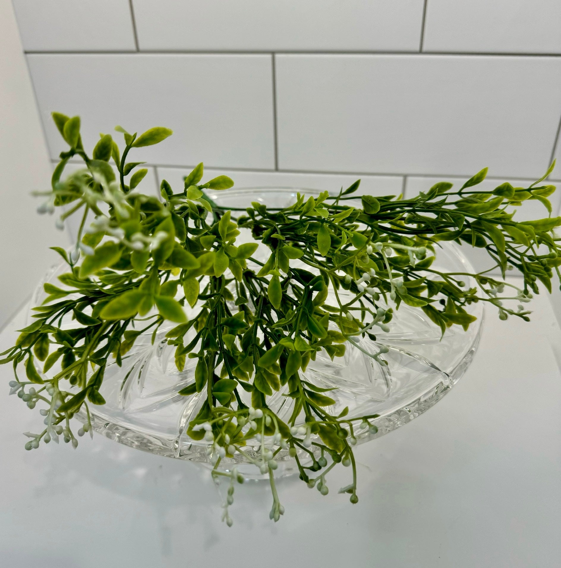 17" White Seeded Greenery Filler Bush - Surrey Circle Home