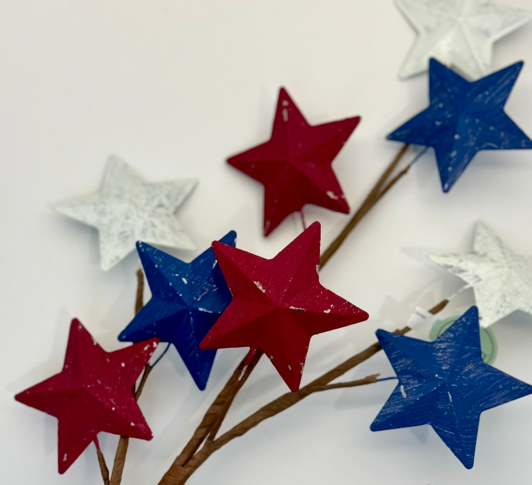 28" Regency Red, White &  Blue Metal Antique Country Stars Spray - Surrey Circle Home