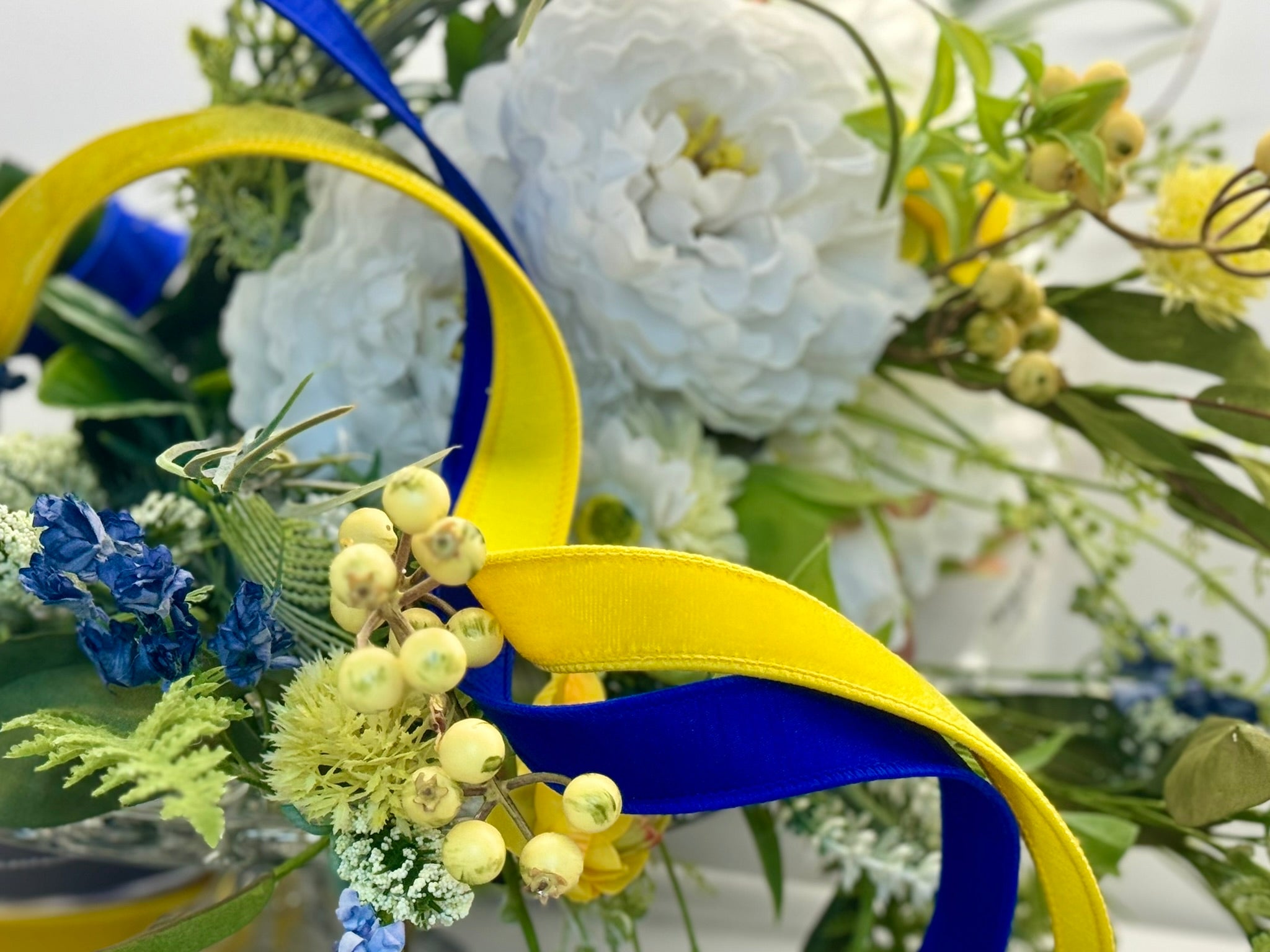 Farrisilk Yellow and Blue Ribbon