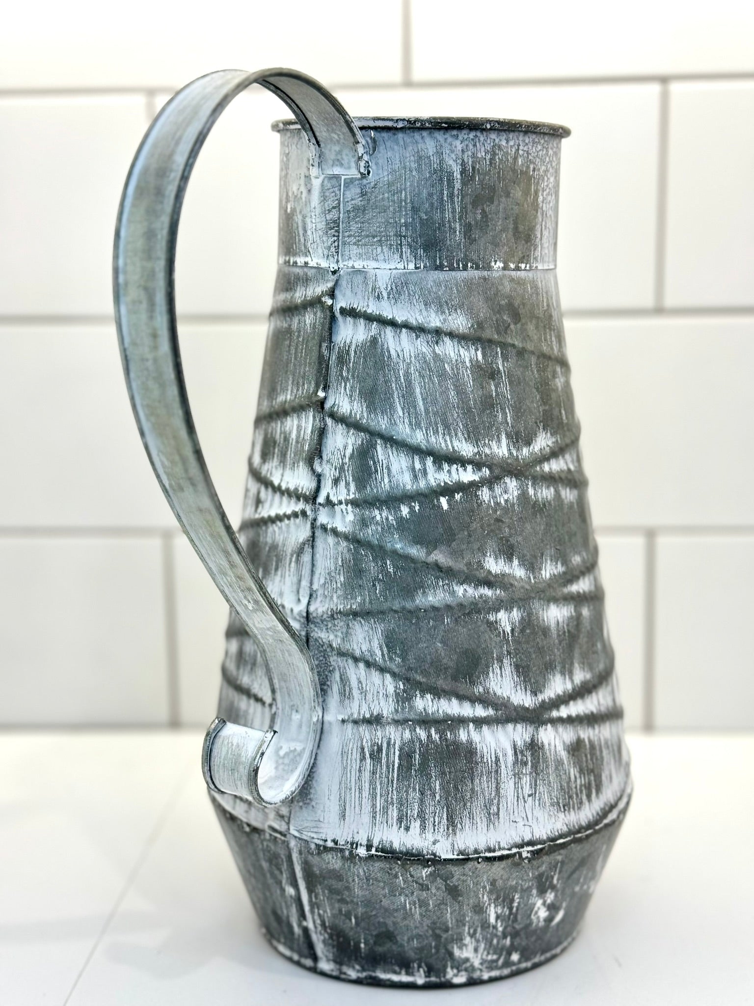 Gray Metal Pitcher  - Large - Surrey Circle Home