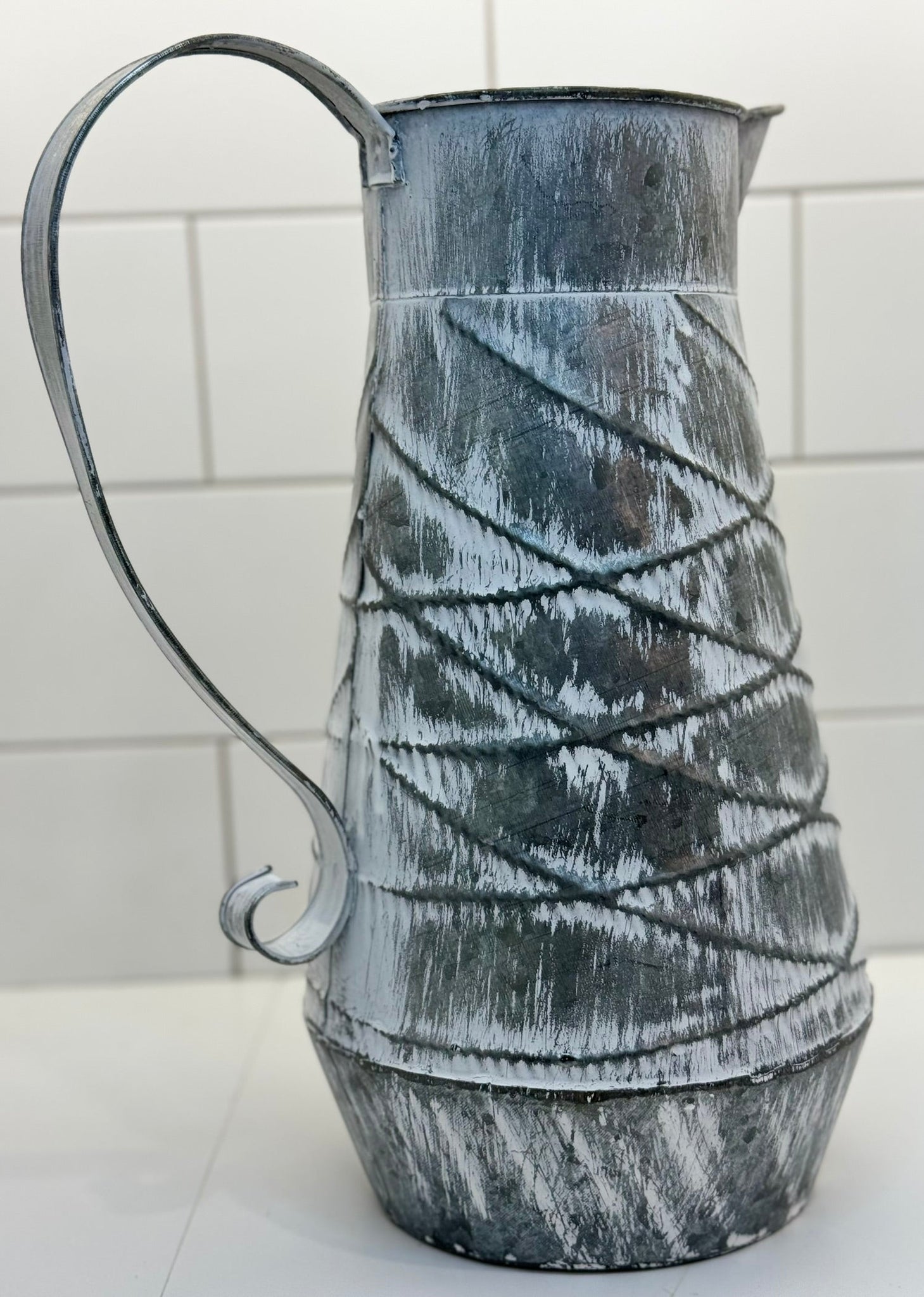 Gray Metal Pitcher  - Medium - Surrey Circle Home