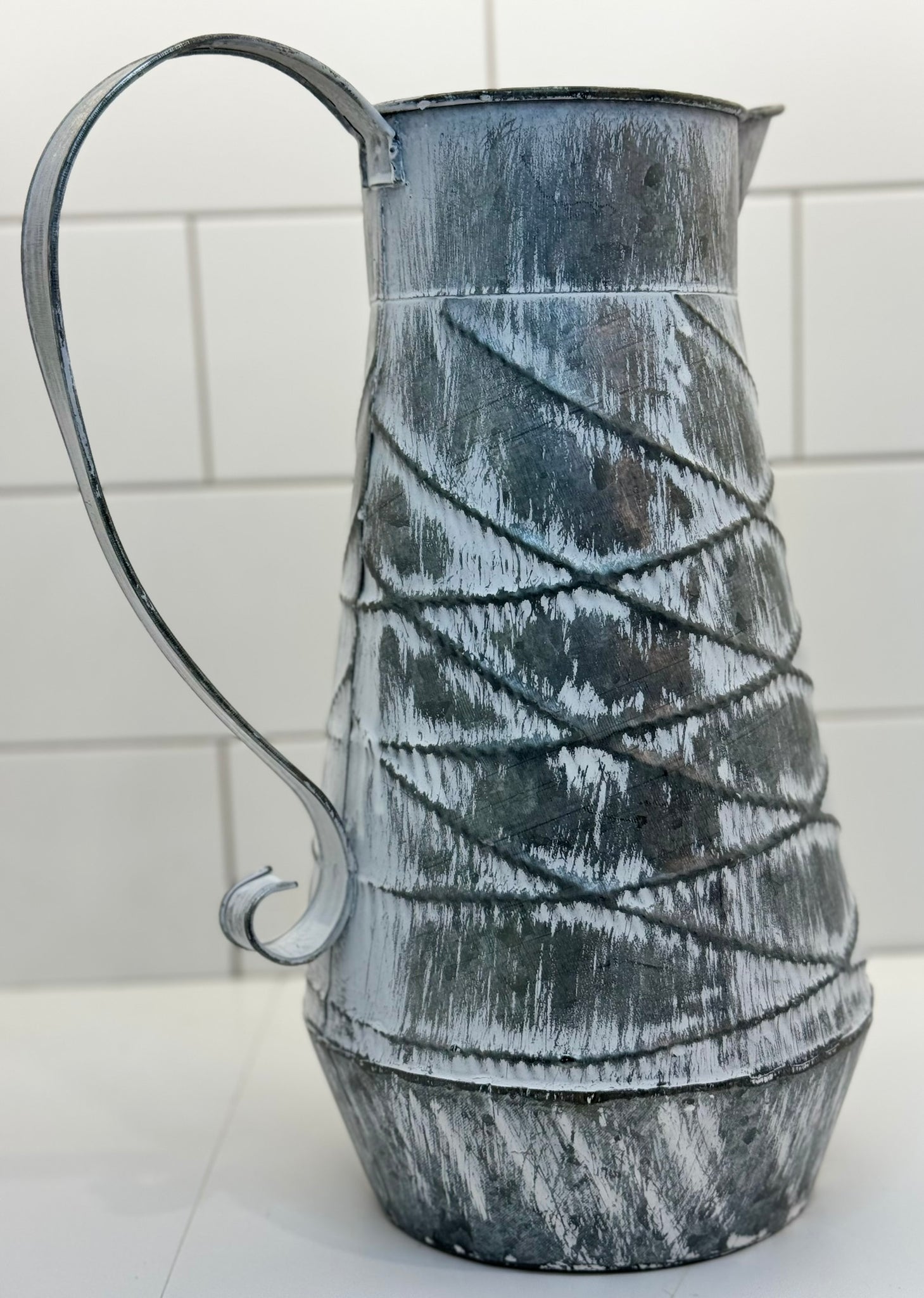 Gray Metal Pitcher  - Large - Surrey Circle Home