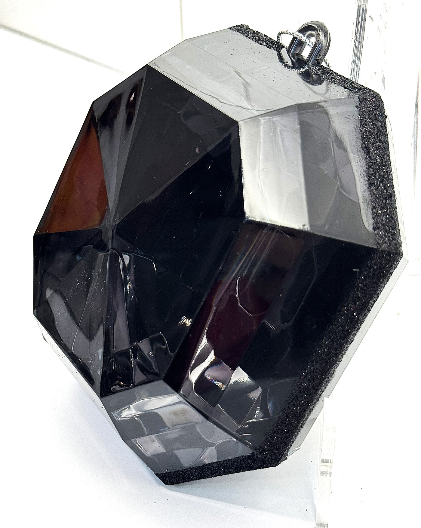 Farrisilk Black Square Jewel  Ornament