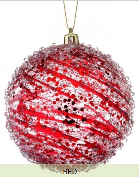 Regency 4" Clear Red Swirl Iced Ornament