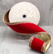 d. stevens Red Velvet Crystal Trim Ribbon