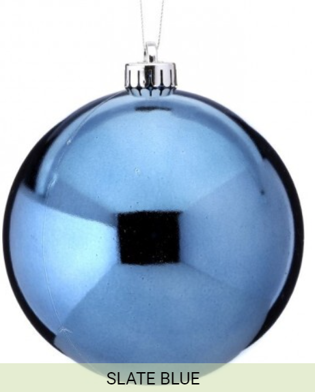 Regency VP 100mm Shiny Slate Blue Ball Ornaments  -Set of 4