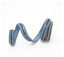 Farrisilk Steel Blue Baguettes Ribbon -1"