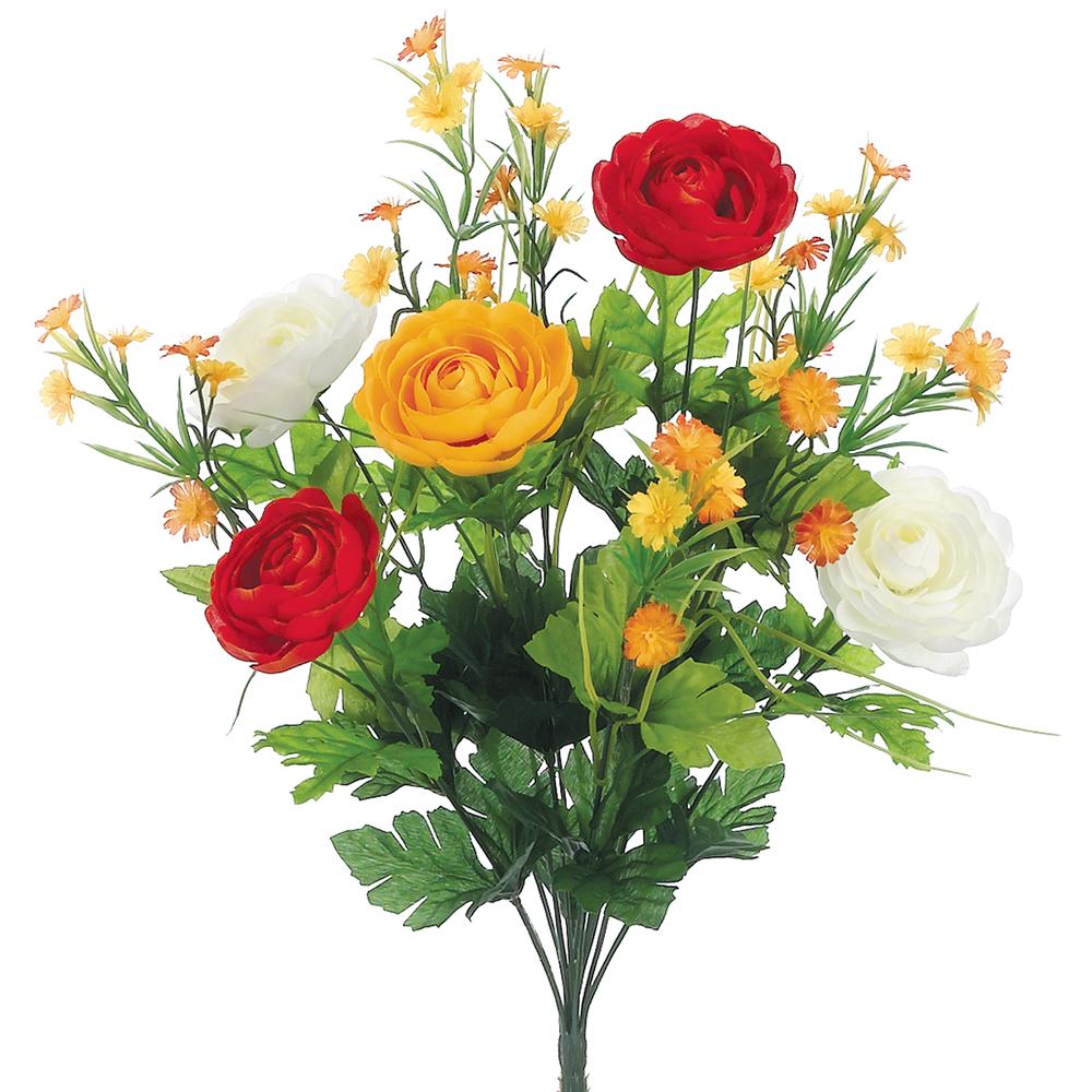 Allstate White Red and Orange Ranunculus Daisy Bouquet - Surrey Circle Home