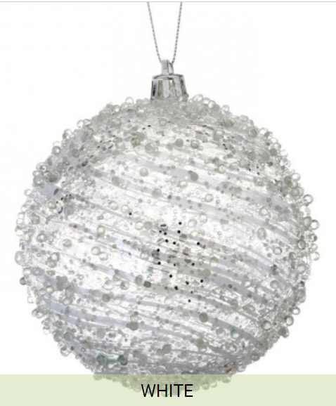 Regency 4" Clear White Swirl Iced Ornament